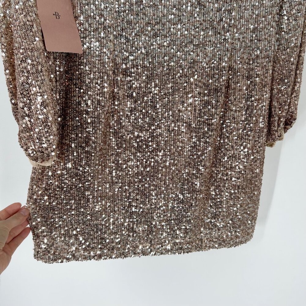 NWT BHLDN Anthropologie Carys Ombre Sequin Long Sleeve Mini Dress - Picture 5 of 12